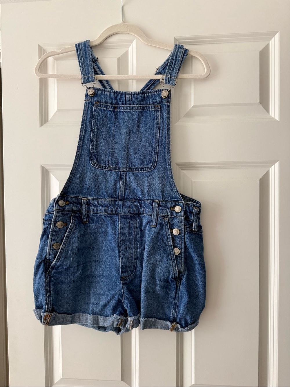 Madewell Blue Denim Shortalls with Front Pocket